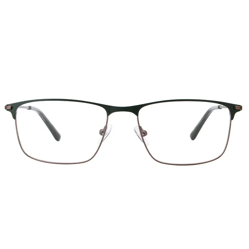 Vicky Men's Full Rim Tr 90 Stainless Steel Square Reading Glasses 2062