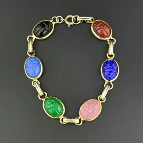 Vintage Gold Fill Egyptian Beetle Bug Scarab Bracelet