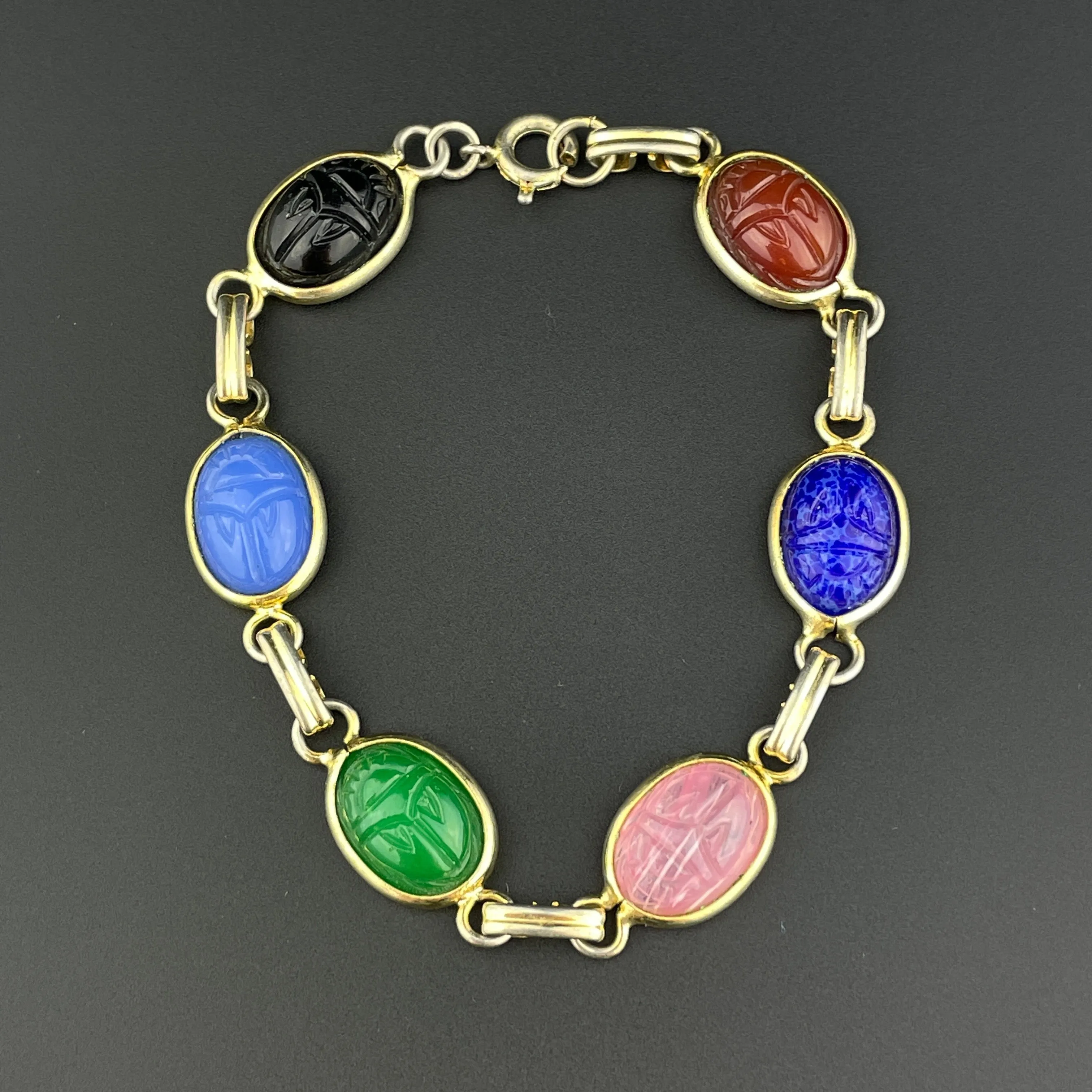 Vintage Gold Fill Egyptian Beetle Bug Scarab Bracelet