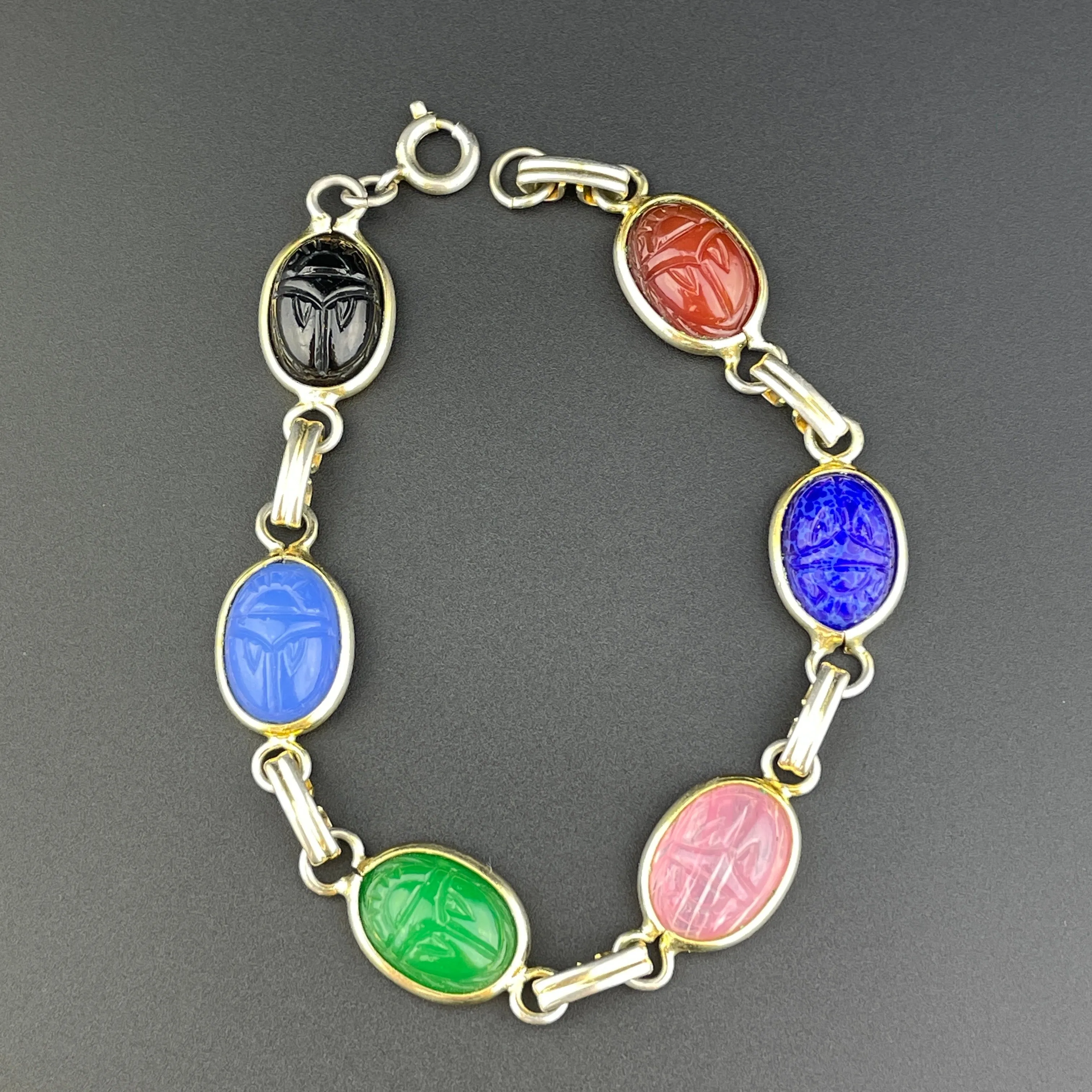 Vintage Gold Fill Egyptian Beetle Bug Scarab Bracelet