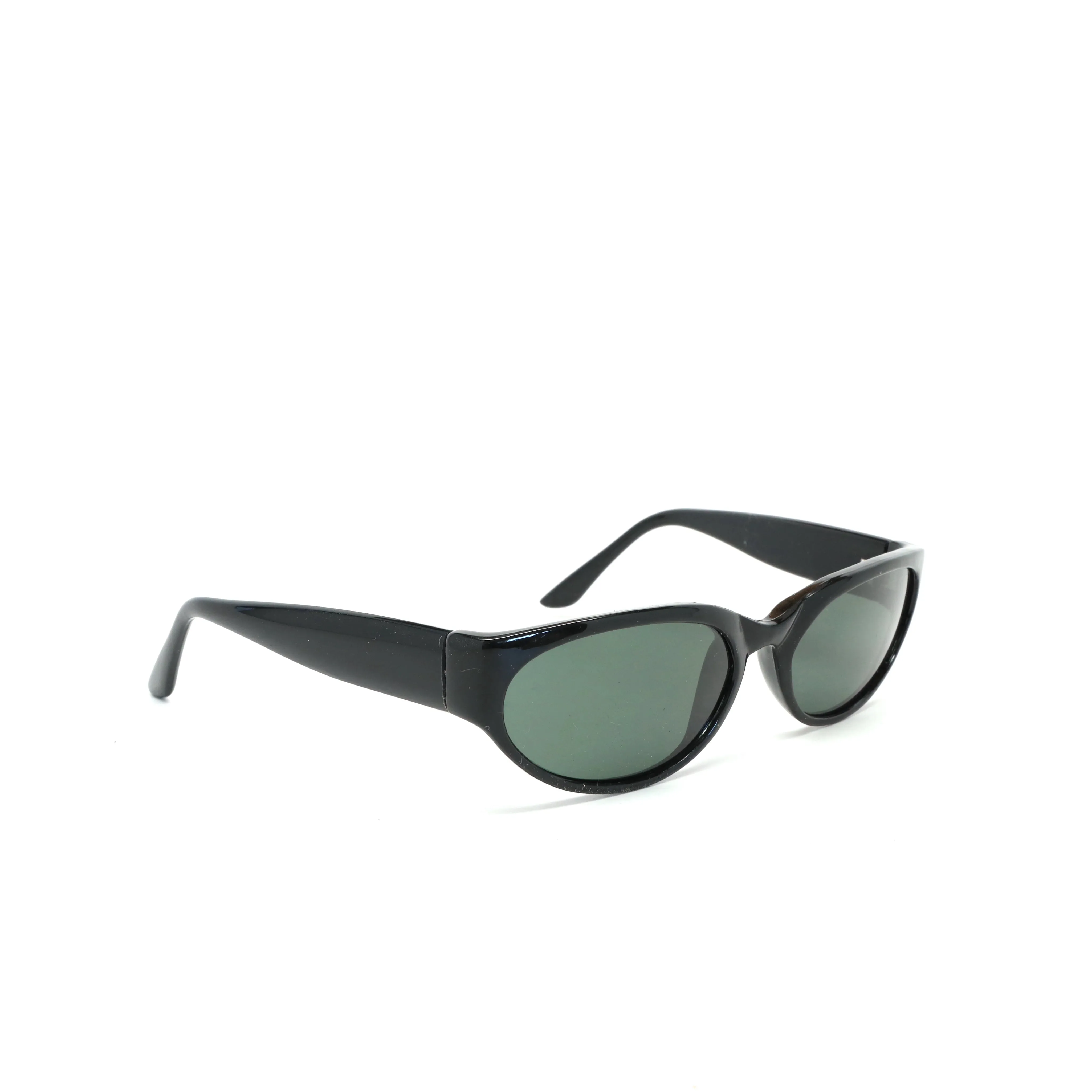Vintage Standard Size Red Circular Frame Sunglasses - Black