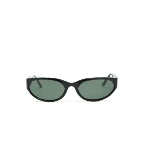 Vintage Standard Size Red Circular Frame Sunglasses - Black