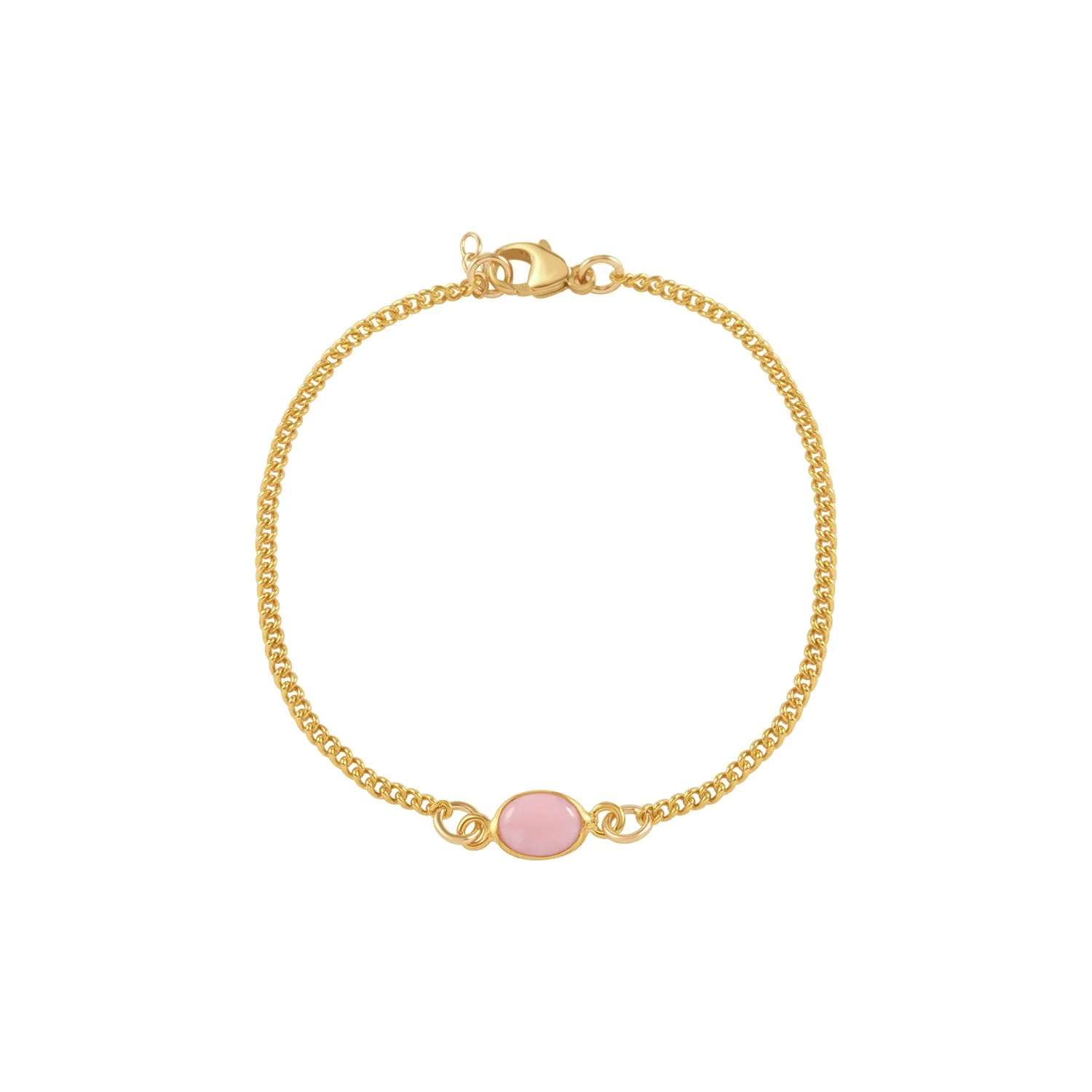 Von Treskow Yg Filled Curb Chain Bracelet w Pink Oval Opal - Gold