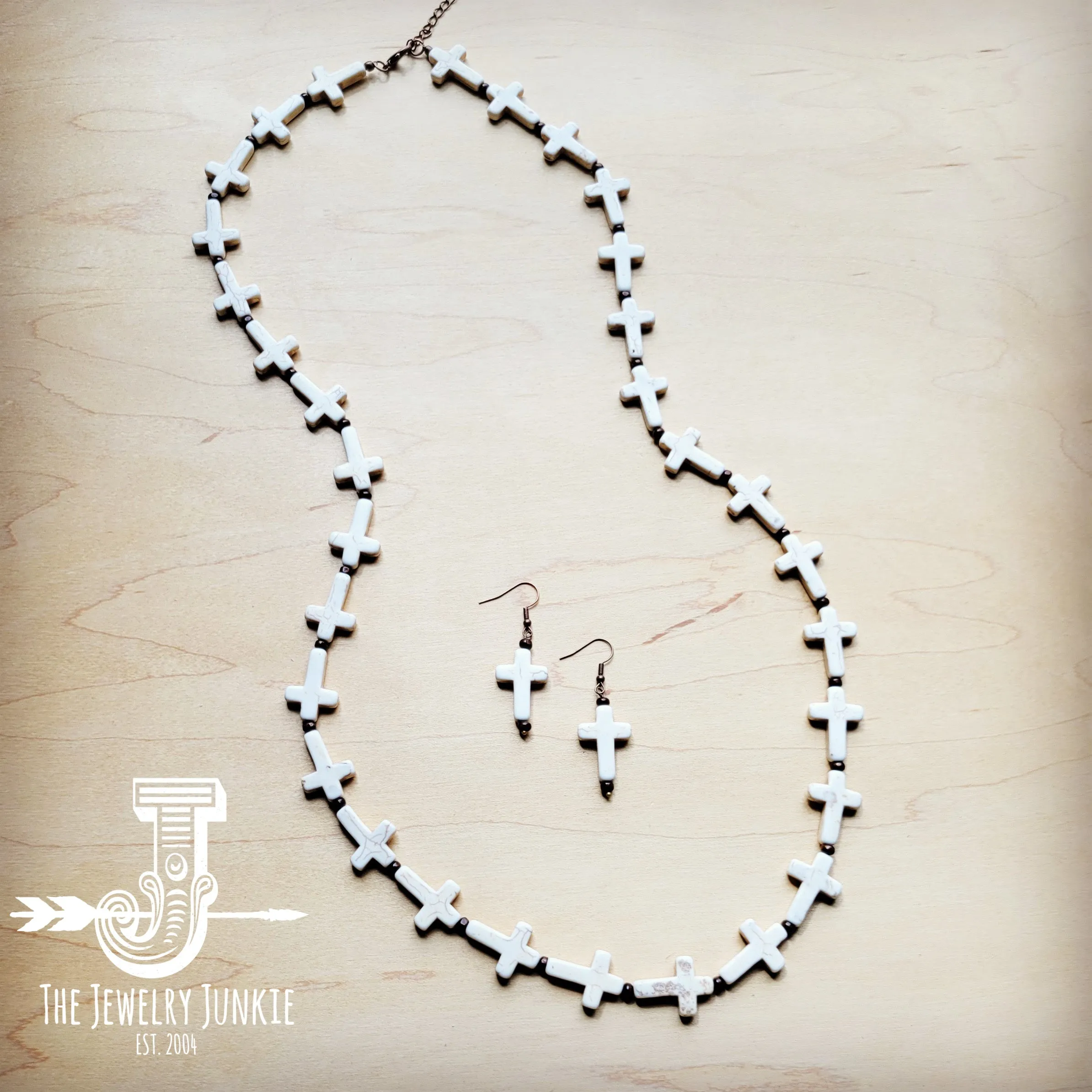 White Turquoise Cross Earrings 220x
