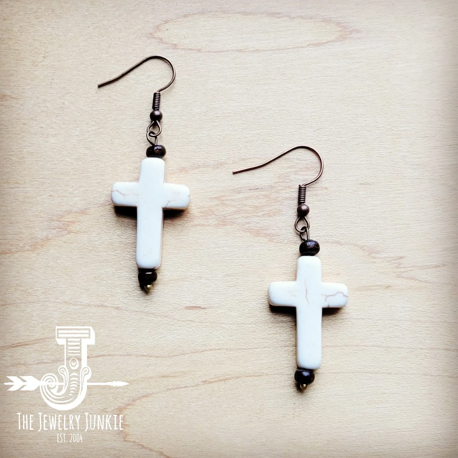 White Turquoise Cross Earrings 220x