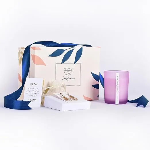 Yellow Chimes Gift Set for Women | Combo of Crystal Drop Earring and Lavender Candle 250g | Birthday Gift, Anniversary Gift, Valentine Gift, Secret Santa Gifts