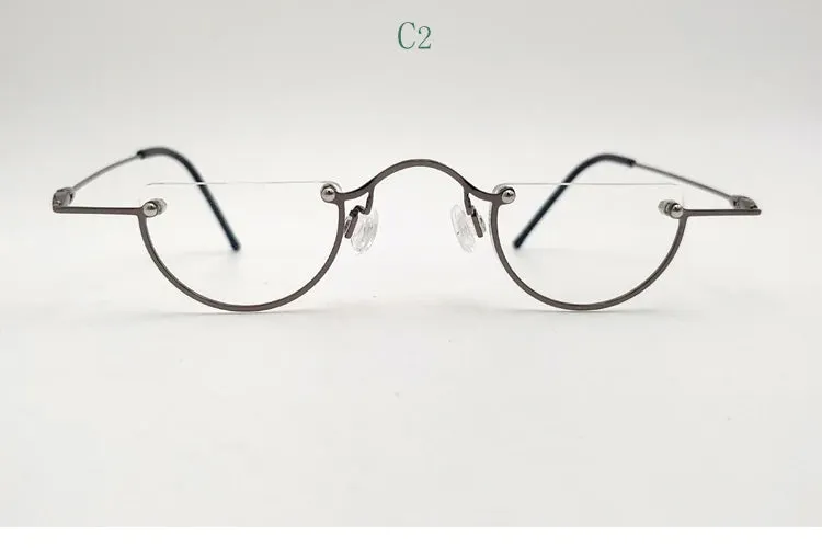 Yujo Unisex Semi Rim Round Alloy Reading Glasses 71193